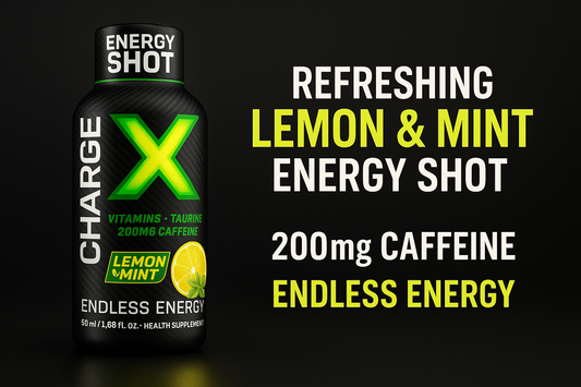 Charge X: Refreshing Lemon & Mint Energy Shot – 200mg Caffeine. Endless Energy.